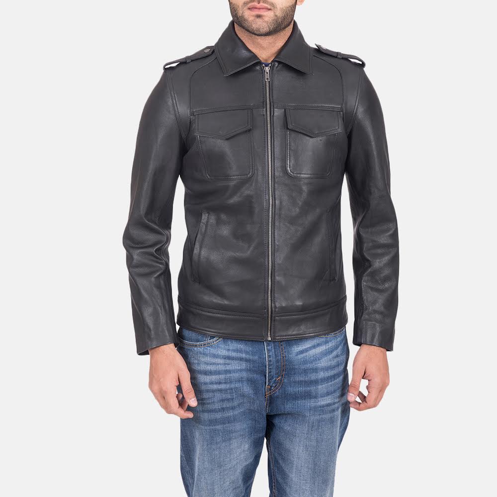 Men's Sergeant Black Leather Jacket