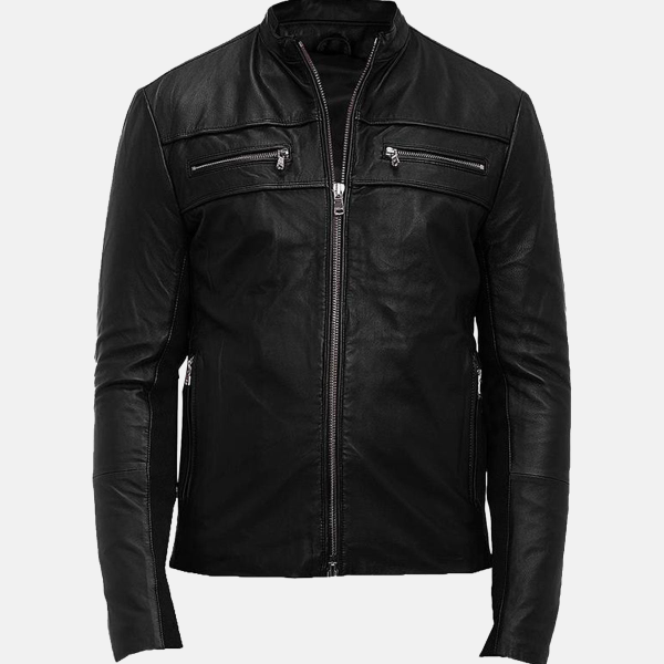 Men's Black Edge Leather Biker Jacket