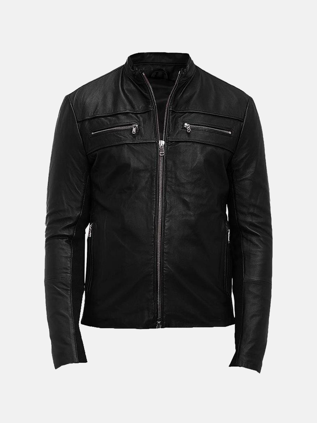 Men's Black Edge Leather Biker Jacket