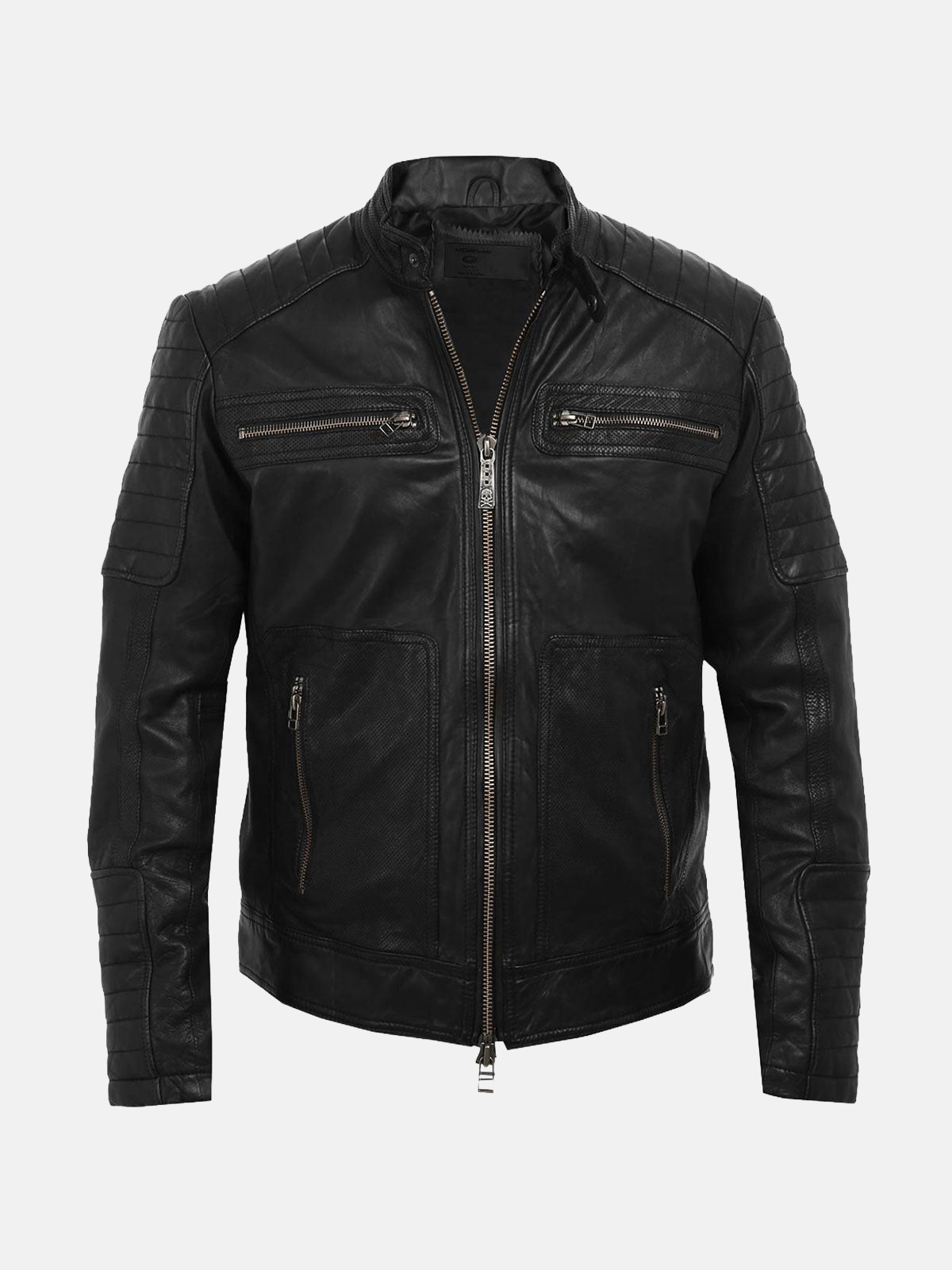 Men's Dark Thunder Black Leather Biker Jacket