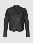 Women's Black Flame Biker Leather Jacket