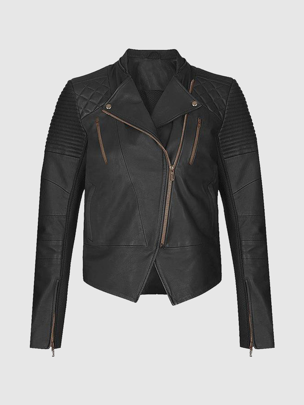 Women's Black Flame Biker Leather Jacket