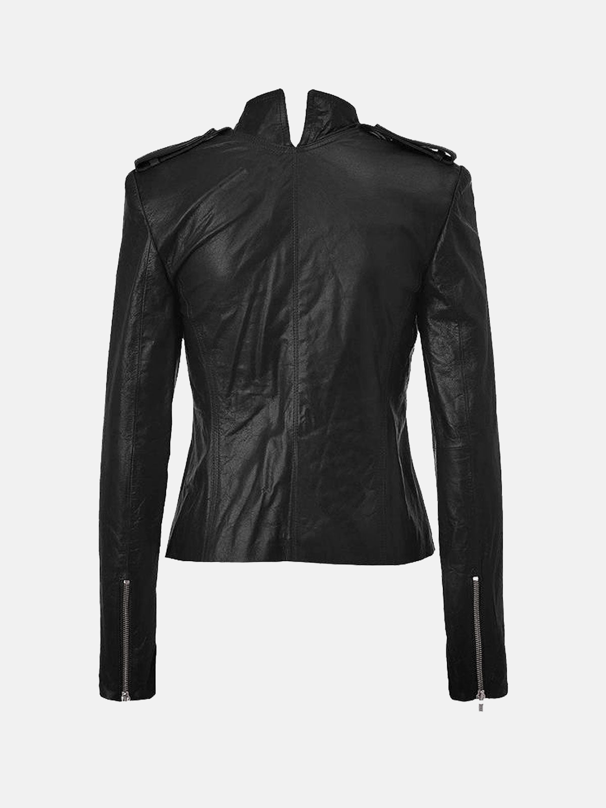 Women's Black Strike Leather Biker Jacket