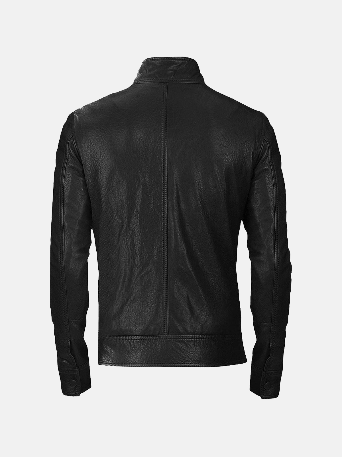 Men's Midnight Cafe Racer Leather Biker Jacket
