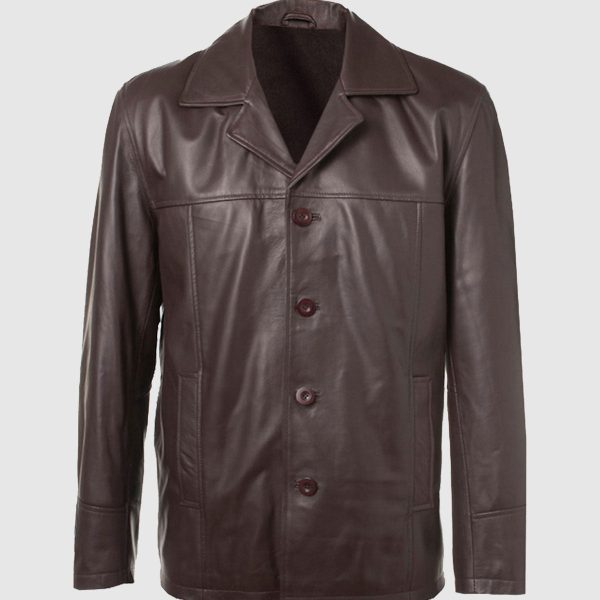 Mens's Arctic Edge Brown Leather Blazer