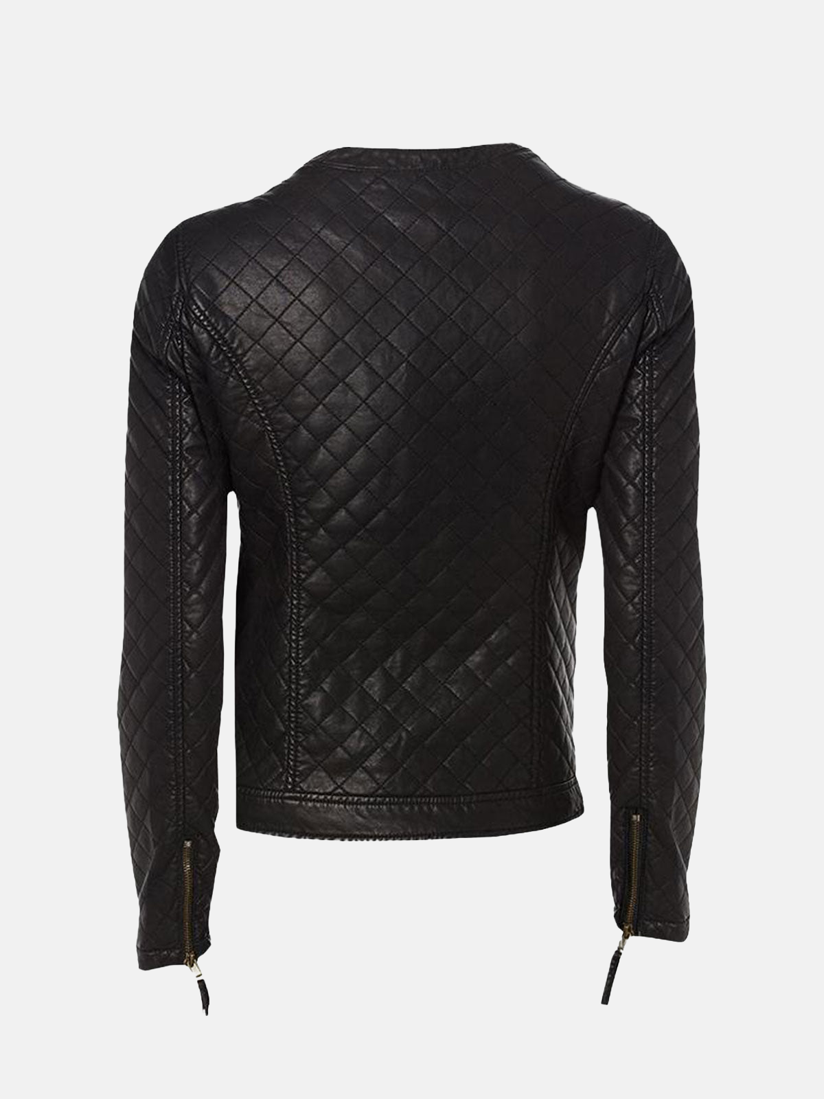 Women's Quilted Charm Black Leather Jacket