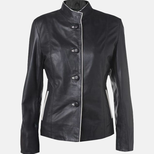 Women's Onyx Outline Black Leather Blazer