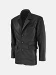Men's 3 Button Black Leather Blazer