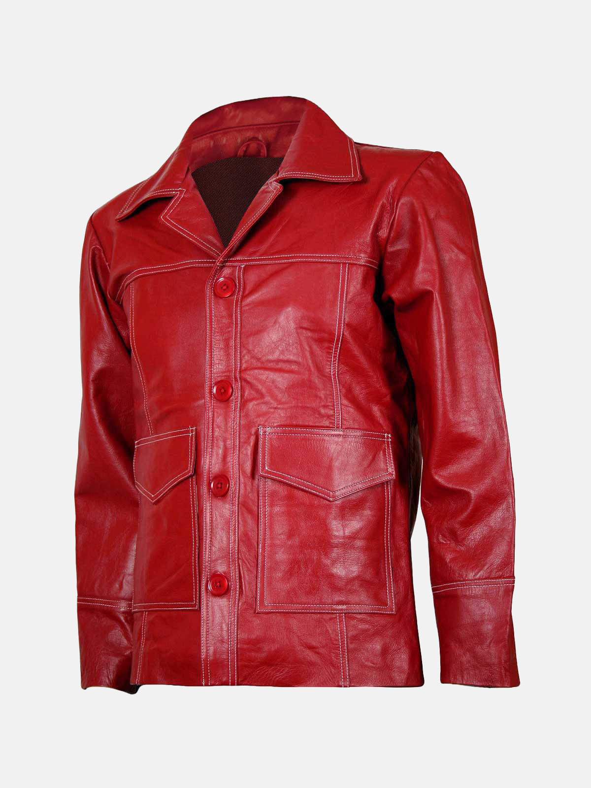 Men's Classic Red Leather Blazer