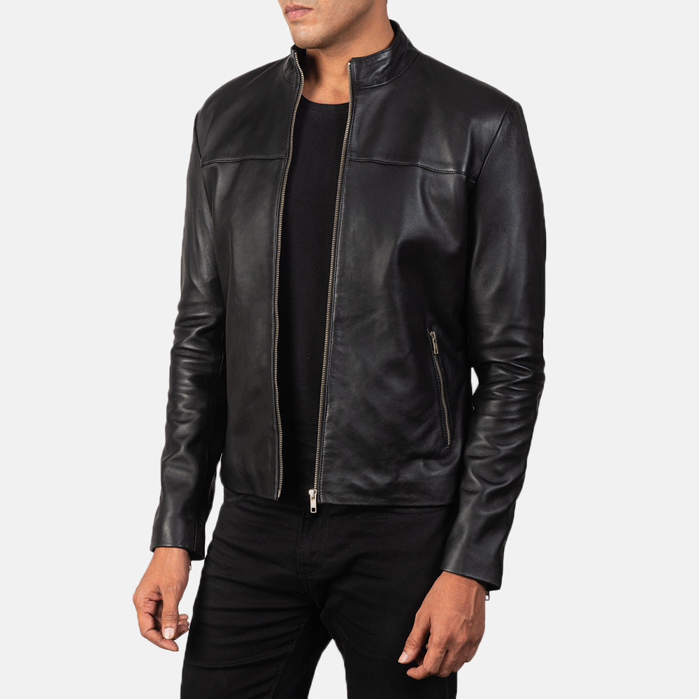 Men's Adornica Black Leather Biker Jacket