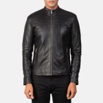 Men's Adornica Black Leather Biker Jacket