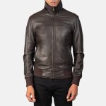 Men's Air Rolf Brown Leather Bomber Jacket