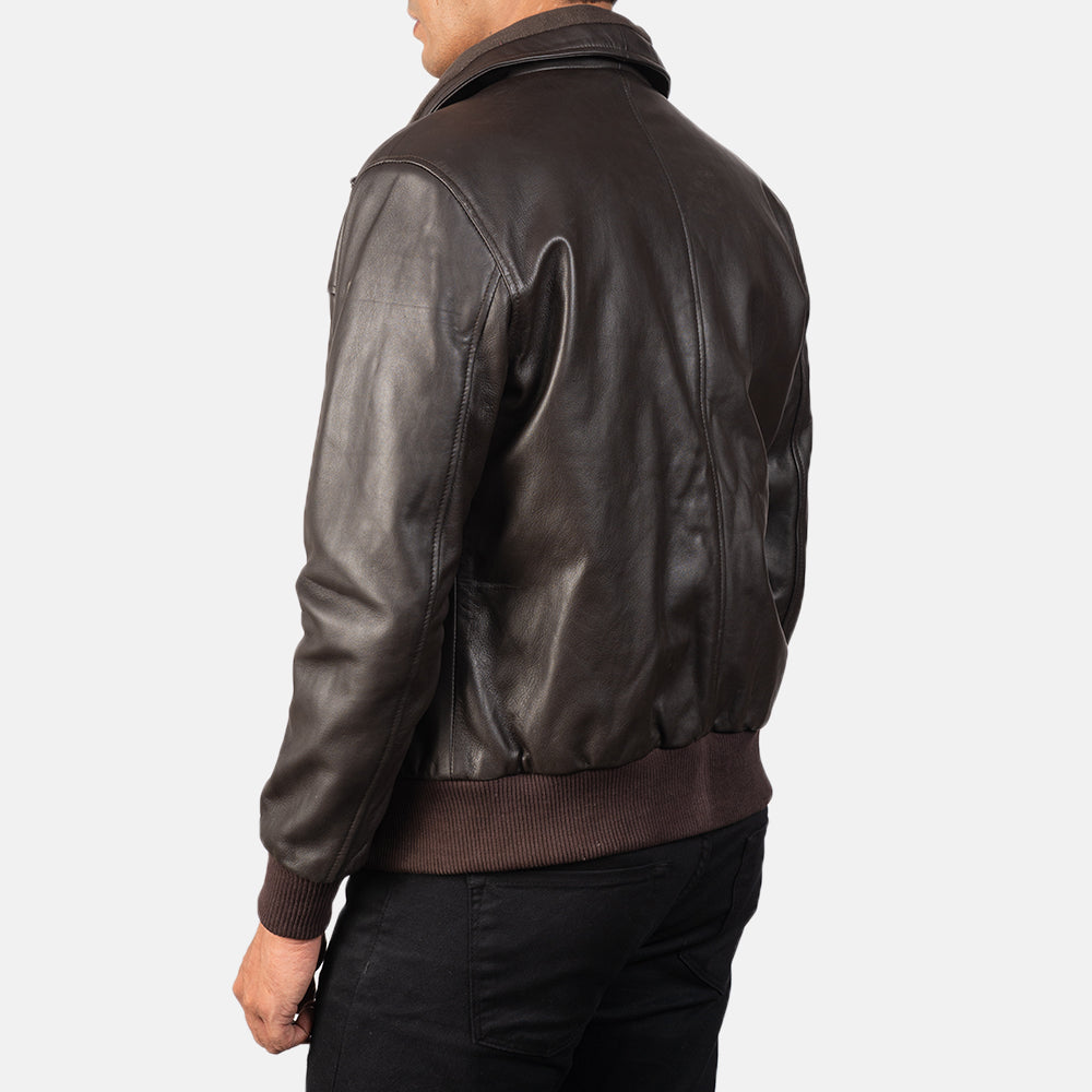Men's Air Rolf Brown Leather Bomber Jacket