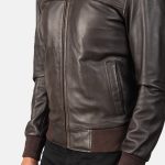 Men's Air Rolf Brown Leather Bomber Jacket