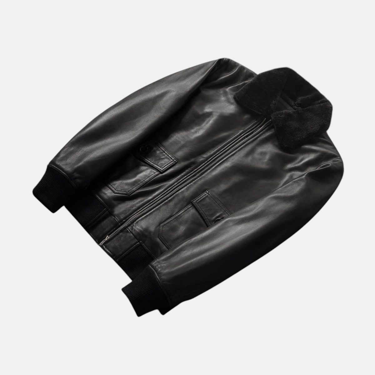 Men's Airin G-1 Black Leather Bomber Jacket