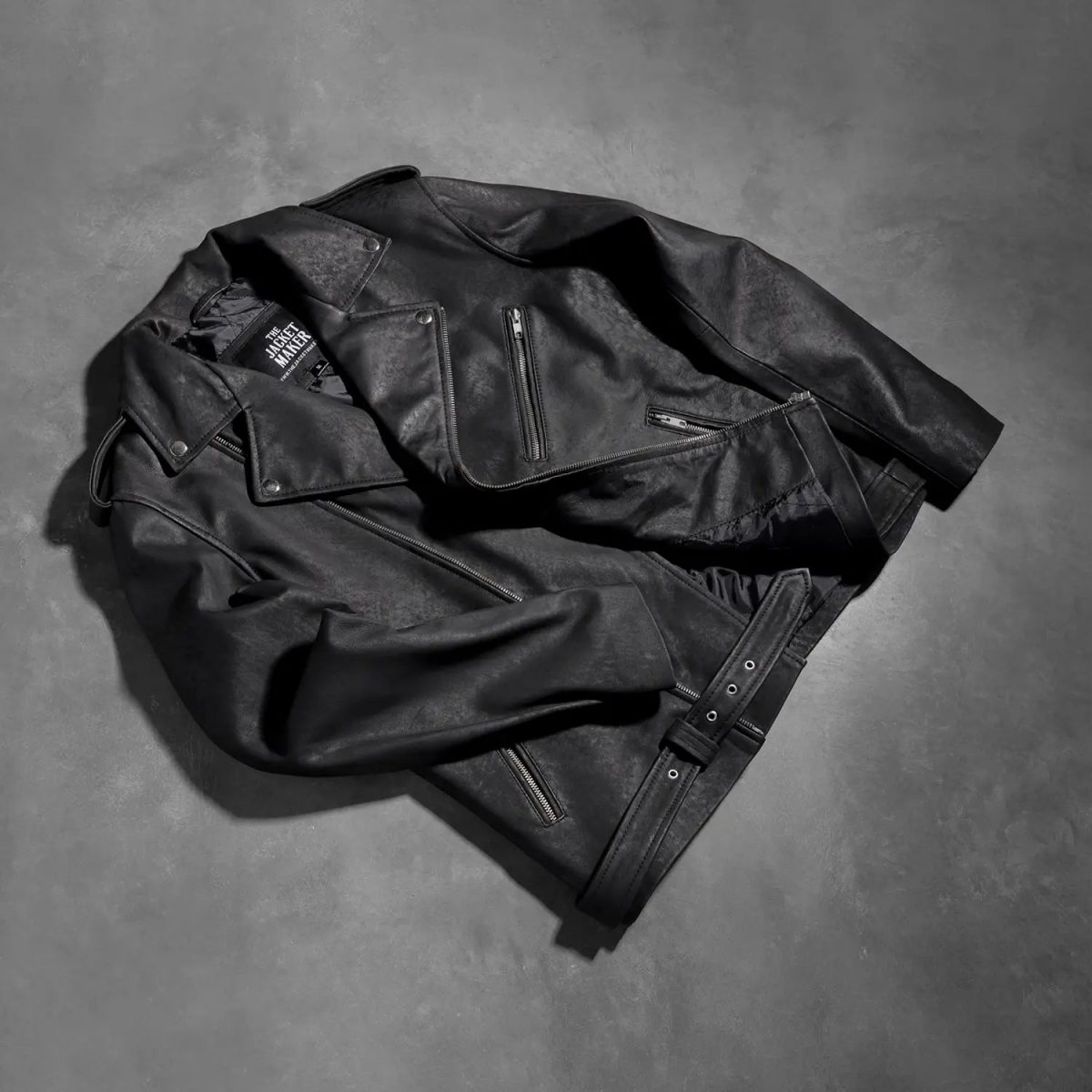 Men's Allaric Alley Distressed Black Leather Biker Jacket