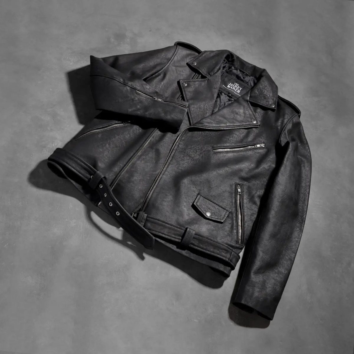 Men's Allaric Alley Distressed Black Leather Biker Jacket