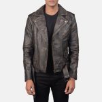 Men's Allaric Alley Distressed Brown Leather Biker Jacket