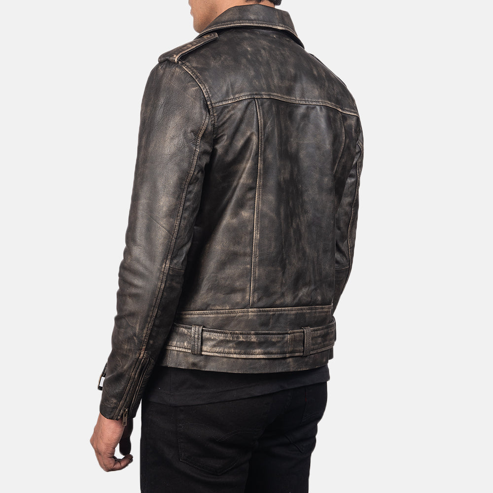 Men's Allaric Alley Distressed Brown Leather Biker Jacket