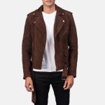 Men's Allaric Alley Mocha Suede Leather Biker Jacket
