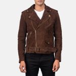 Men's Allaric Alley Mocha Suede Leather Biker Jacket