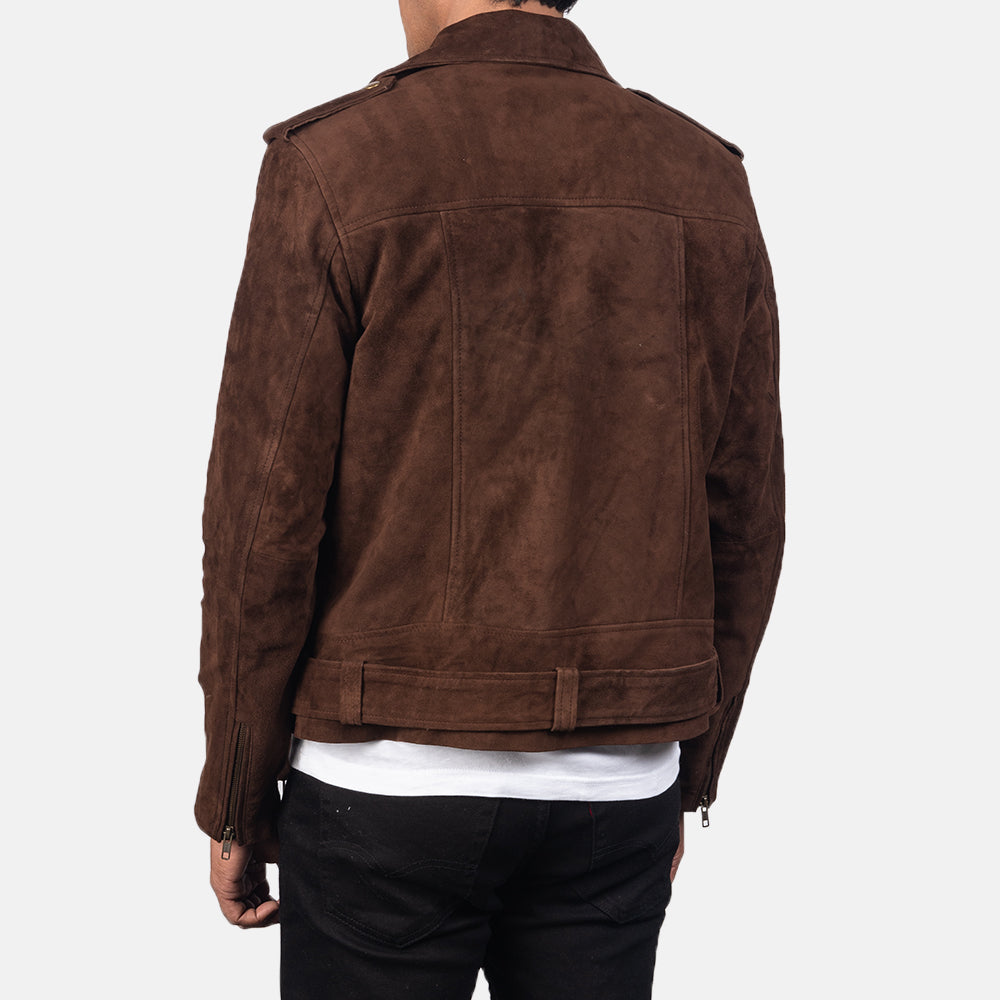 Men's Allaric Alley Mocha Suede Leather Biker Jacket
