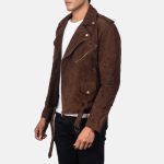 Men's Allaric Alley Mocha Suede Leather Biker Jacket