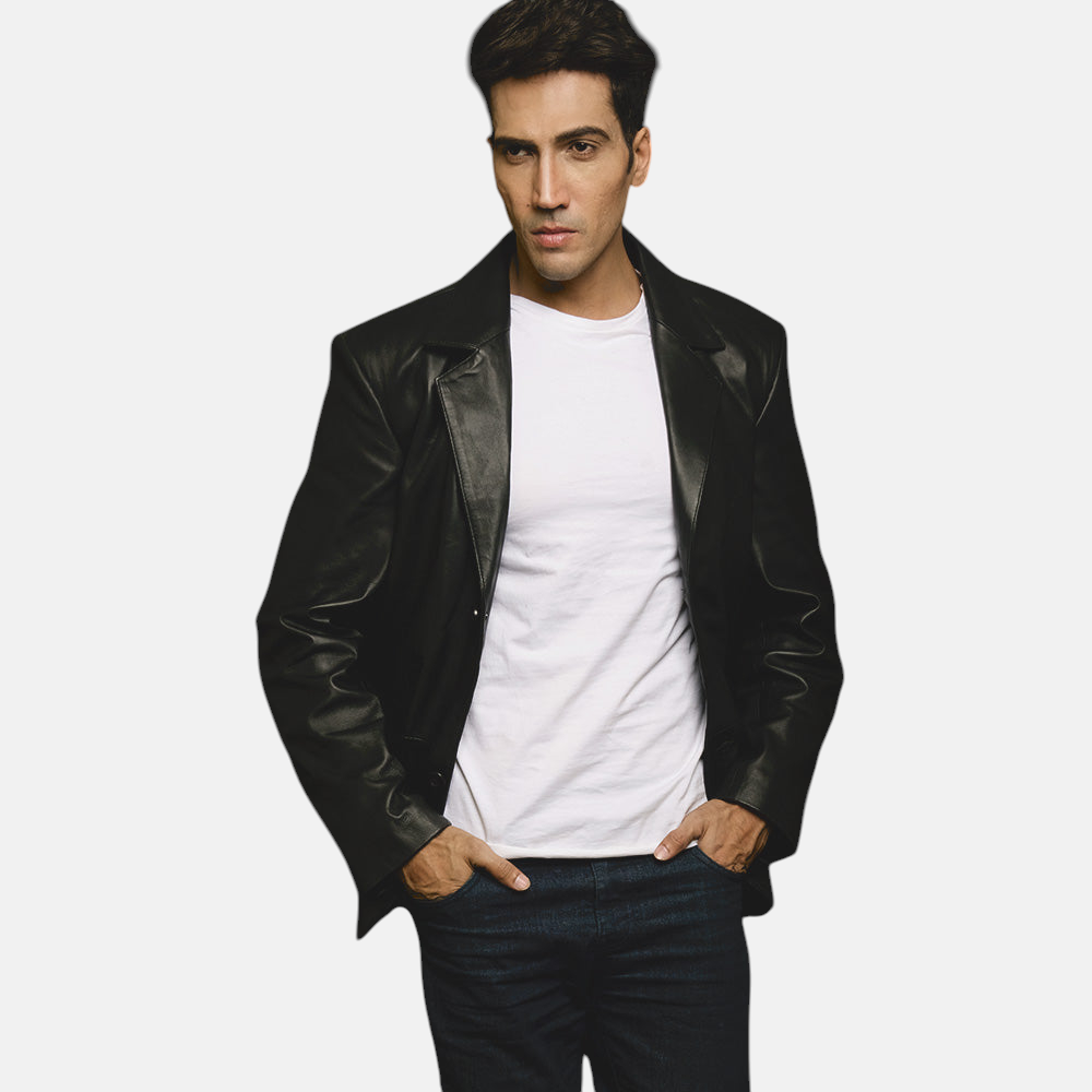 Men's Alyson Black Leather Blazer