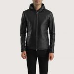 Men's Andy Matte Black Hooded Leather Jacket