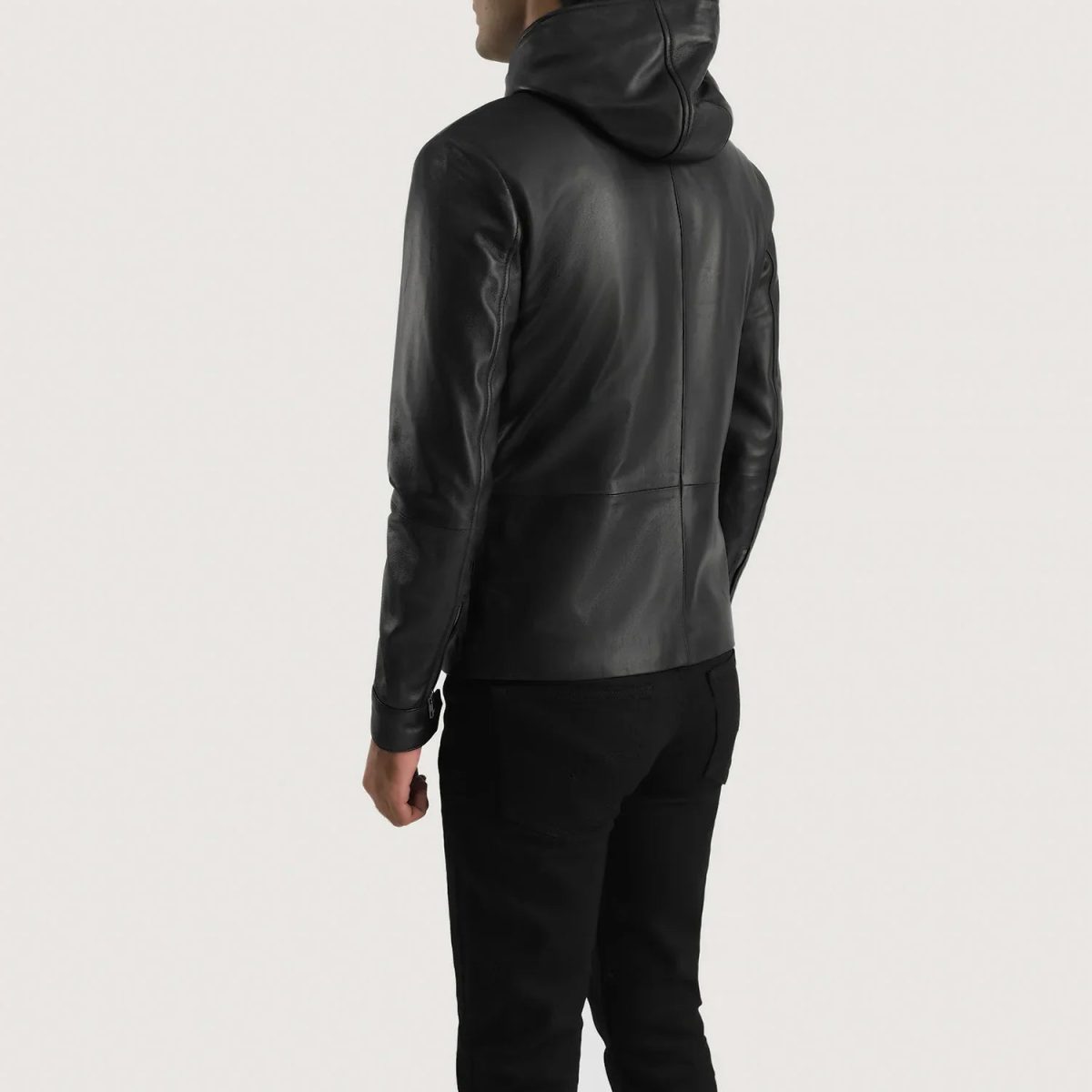 Men's Andy Matte Black Hooded Leather Jacket