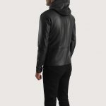Men's Andy Matte Black Hooded Leather Jacket