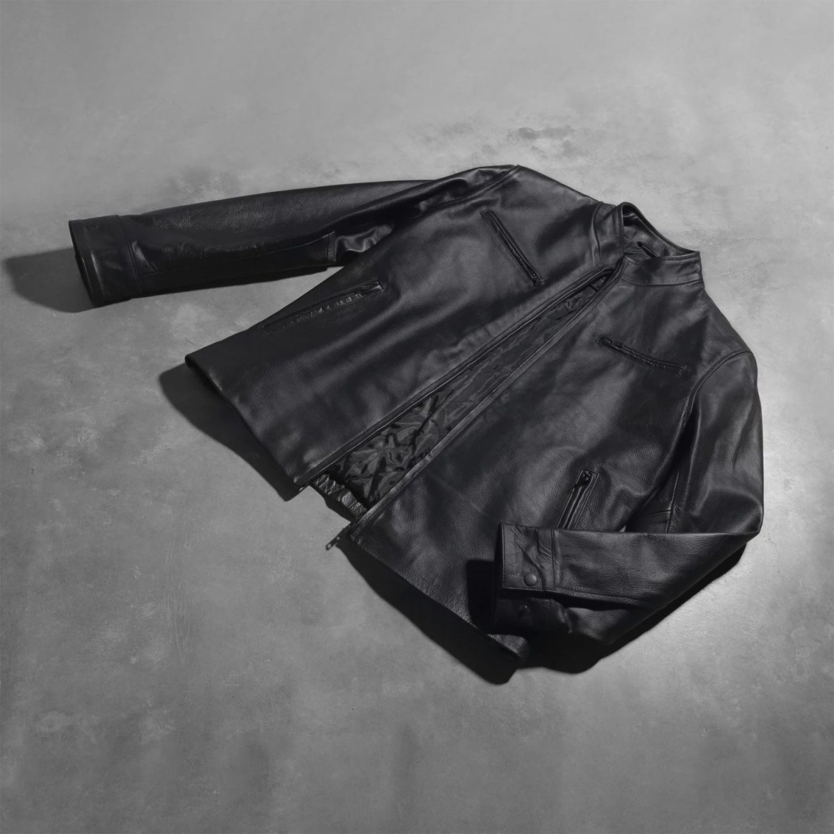 Men's Austere Matte Black Leather Biker Jacket