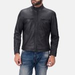 Men's Austere Matte Black Leather Biker Jacket