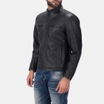 Men's Austere Matte Black Leather Biker Jacket