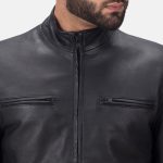 Men's Austere Matte Black Leather Biker Jacket