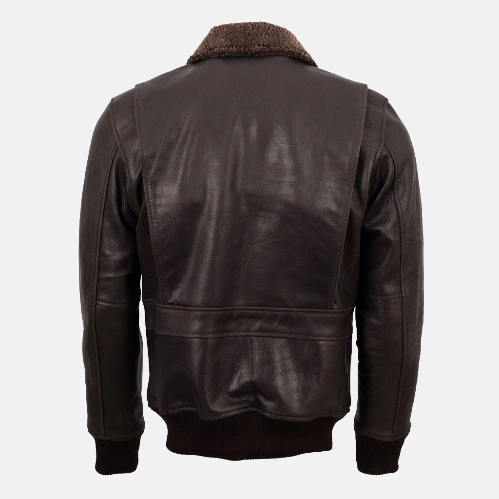 Men's A-2 Aviator Fur Brown Leather Jacket