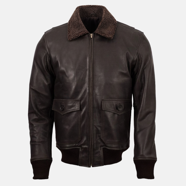 Men's A-2 Aviator Fur Brown Leather Jacket