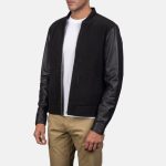 Men's Blain Black Leather Bomber Jacket