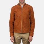 Men's Blain Brown Suede Leather Bomber Jacket
