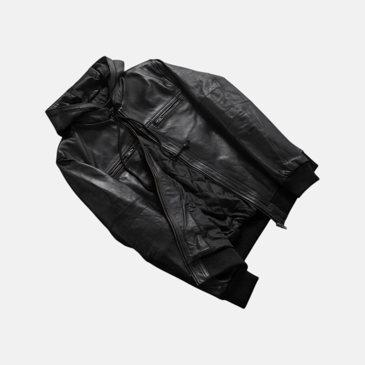 Men's Bouncer Biz Black Leather Bomber Jacket