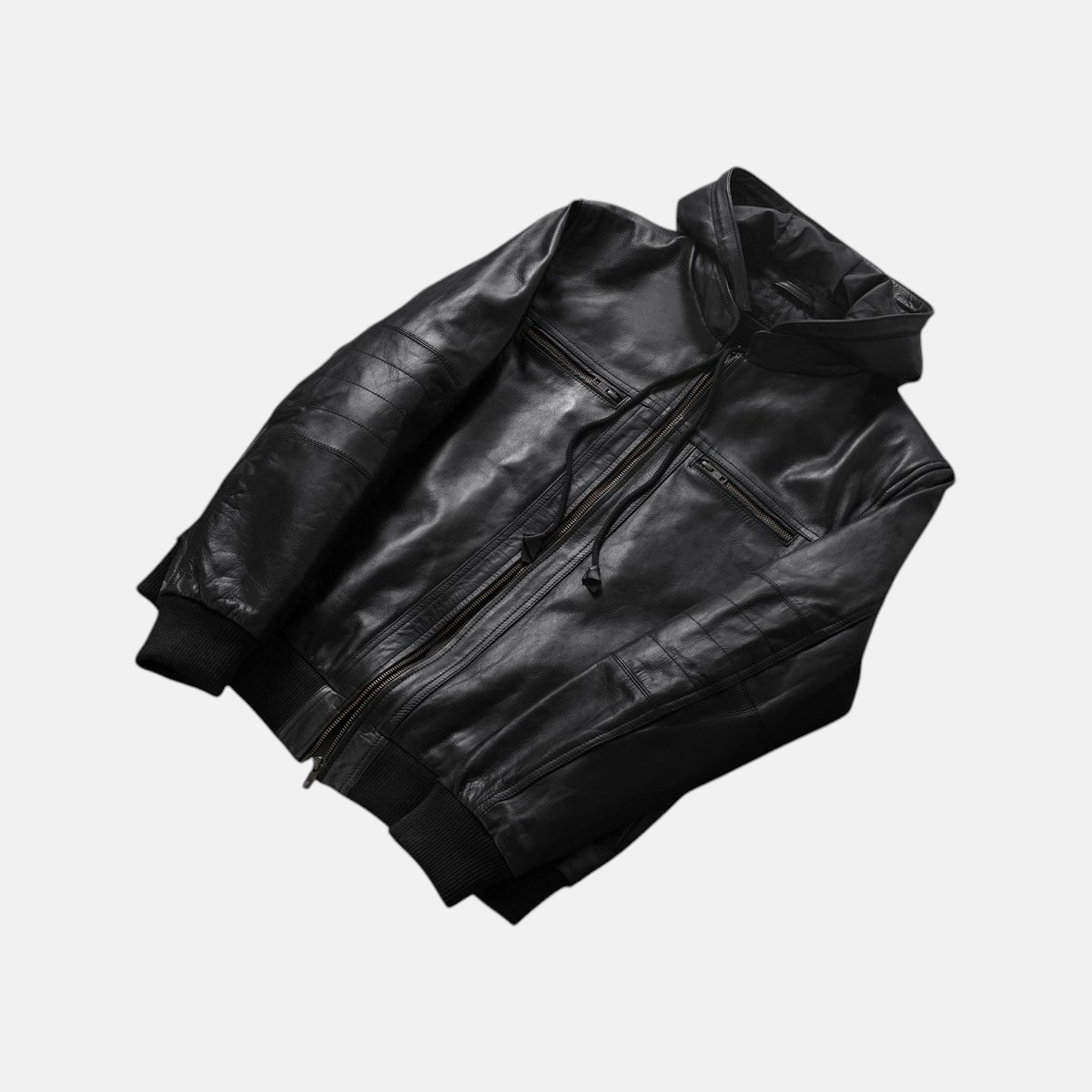 Men's Bouncer Biz Black Leather Bomber Jacket