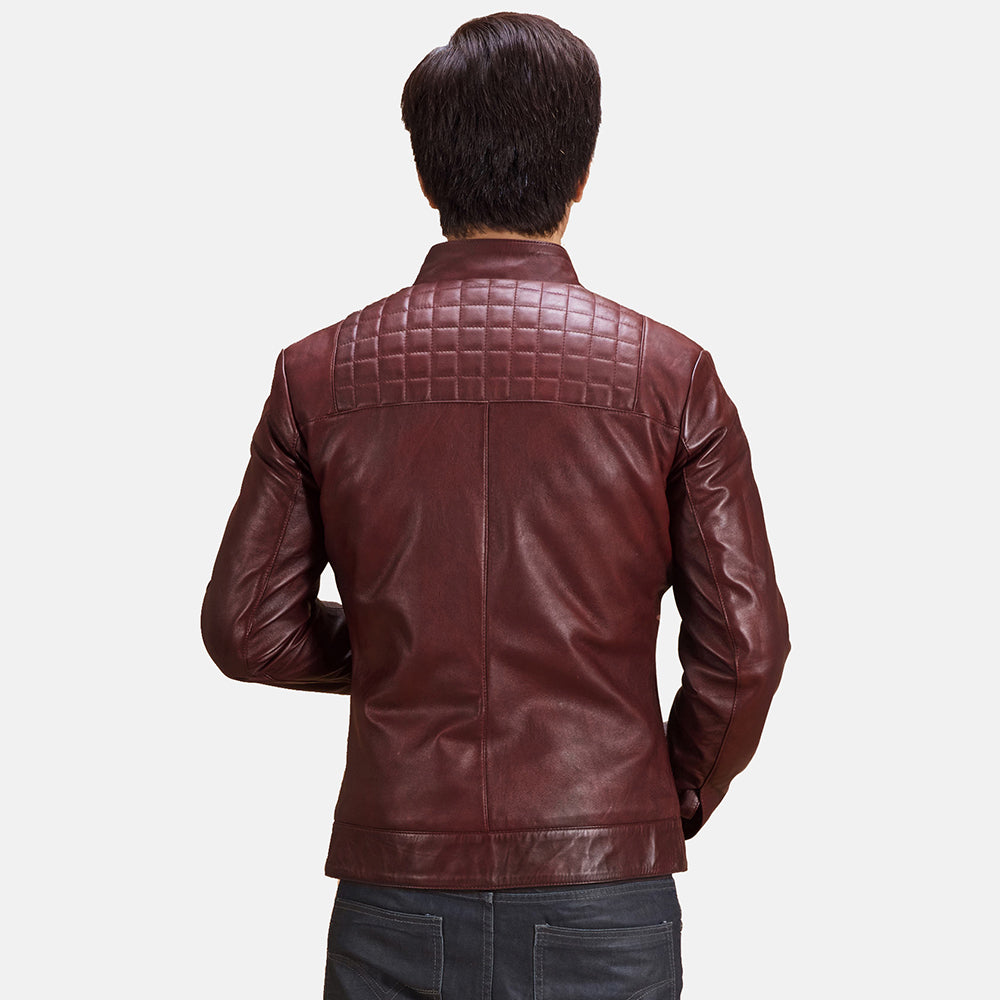 Men's Burgunn Dee Maroon Leather Biker Jacket