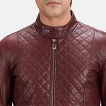 Men's Burgunn Dee Maroon Leather Biker Jacket
