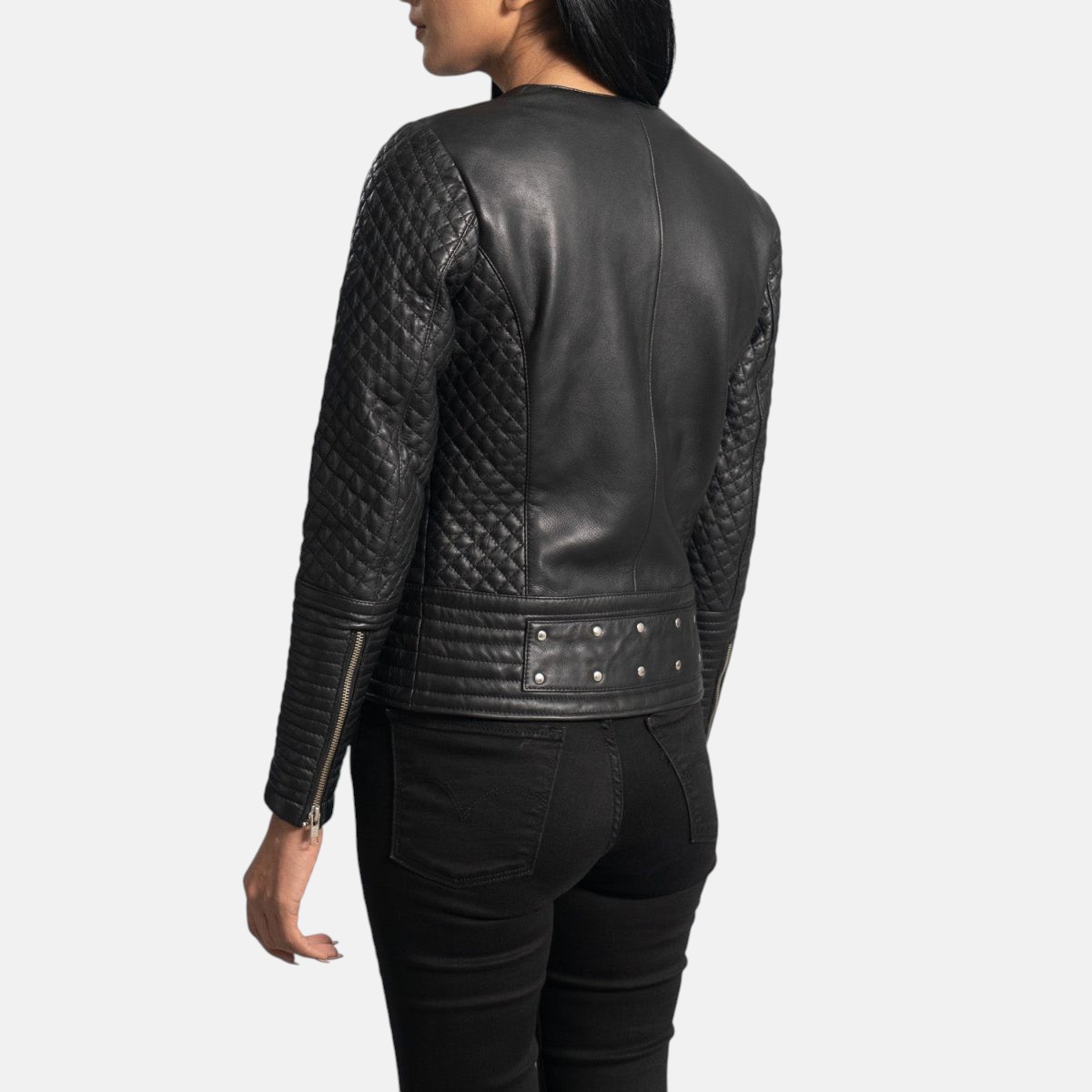 Women's Celeste Studded Black Leather Jacket