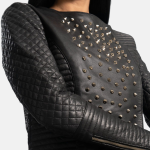 Women's Celeste Studded Black Leather Jacket