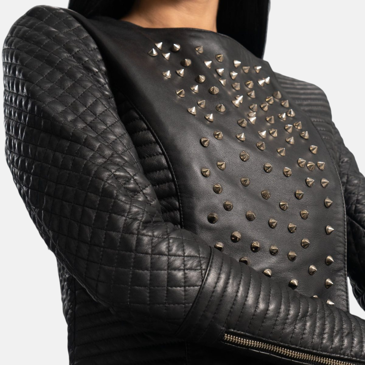 Women's Celeste Studded Black Leather Jacket