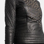 Women's Celeste Studded Black Leather Jacket