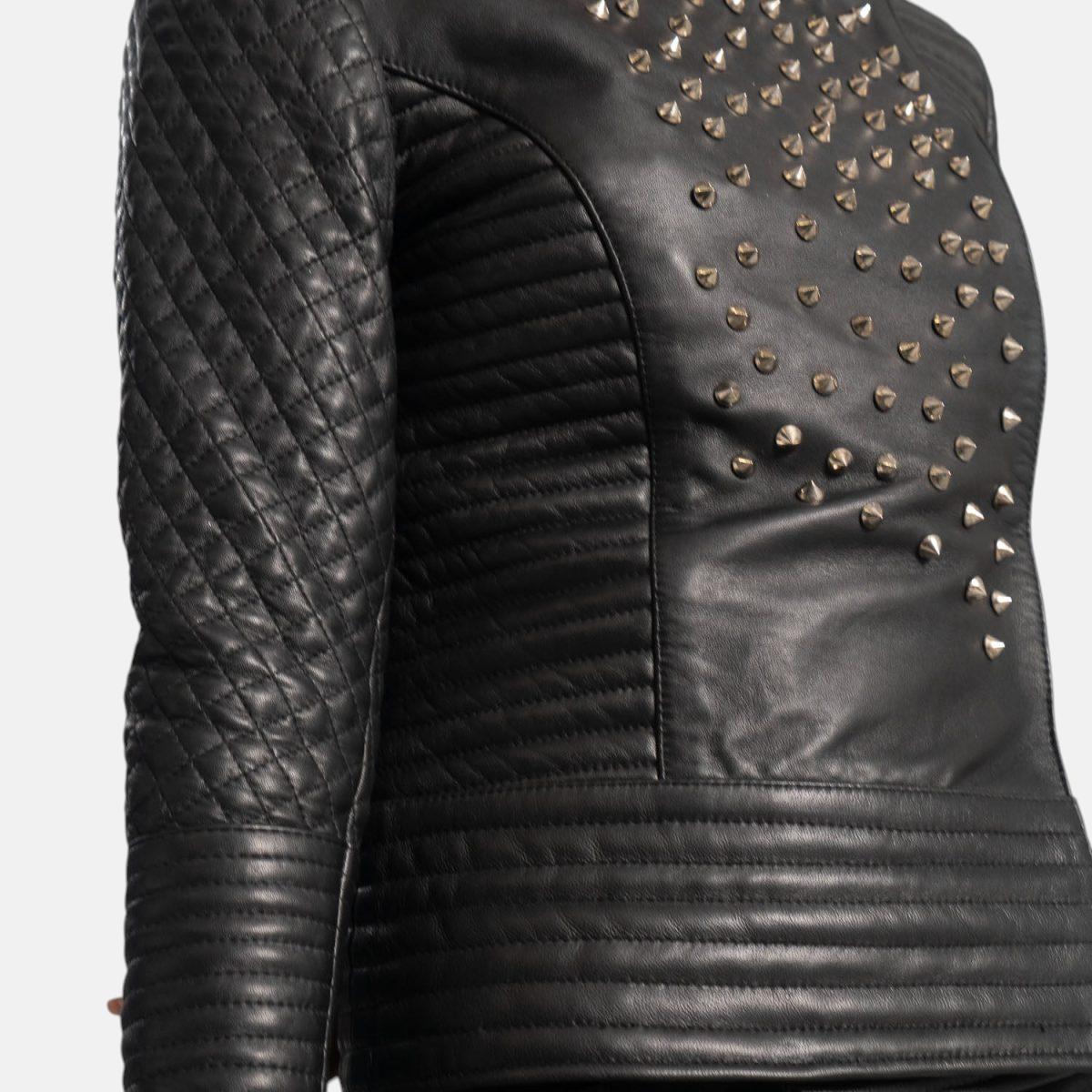 Women's Celeste Studded Black Leather Jacket