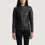Women's Cityscape Black Leather Biker Jacket