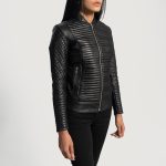 Women's Cityscape Black Leather Biker Jacket